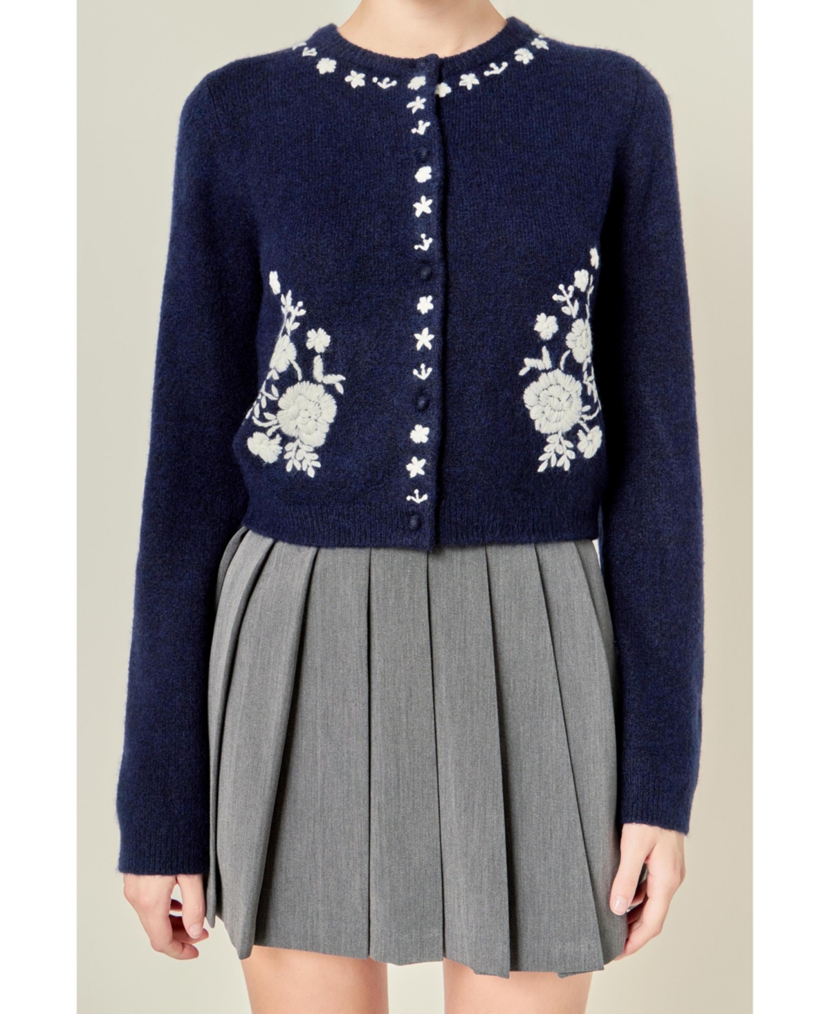 English Factory Women's Floral Embroidery Cardigan