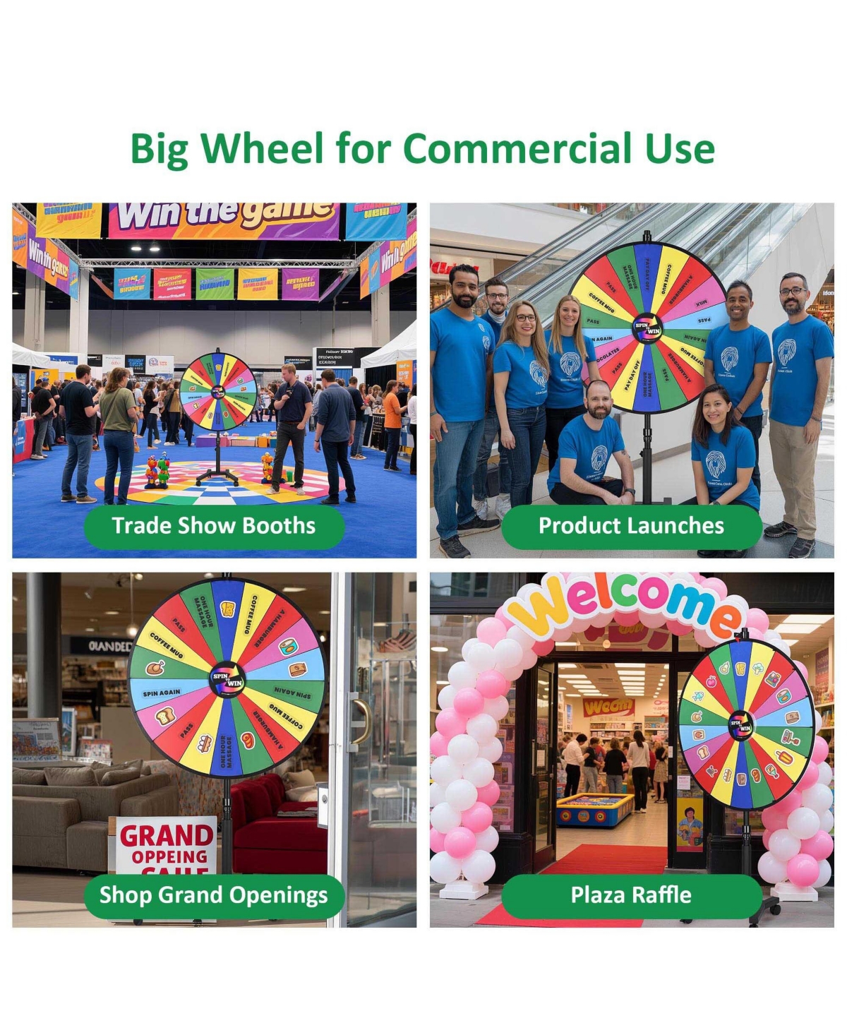 WinSpin 48" Large Giant Prize Wheel w/ Mobile Base Spinning Raffle Trade Show