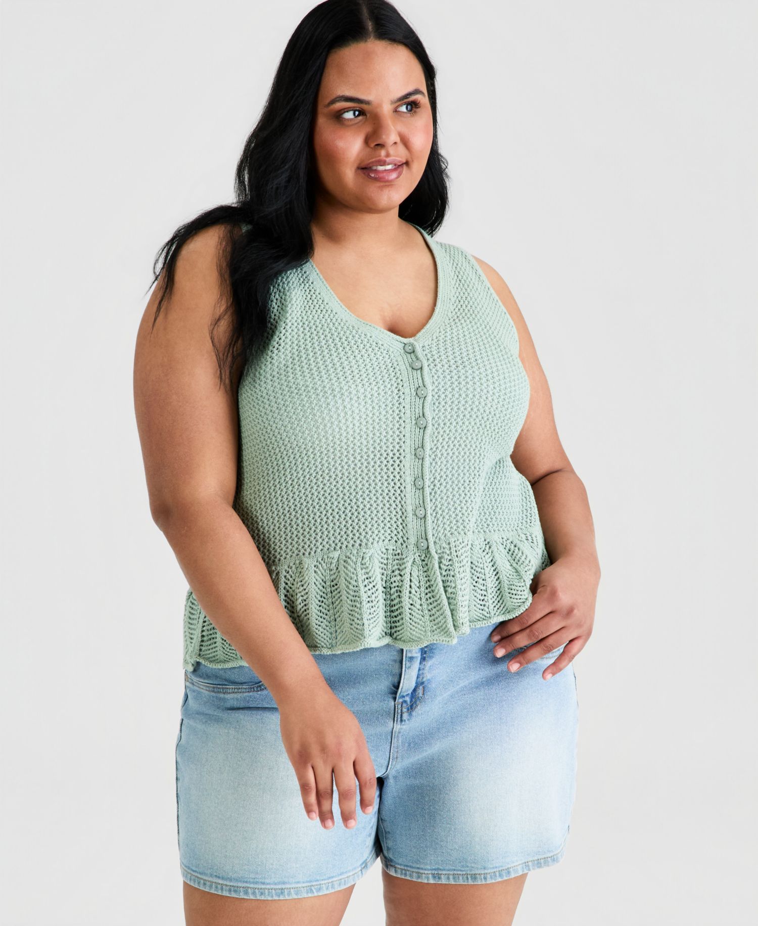 Trendy Plus Size Peplum Sweater Vest