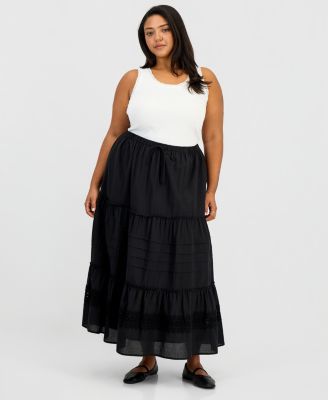 Trendy Plus Size Tie-Waist Maxi Skirt