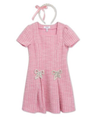 Girls' 7-16 Square Neck Short-Sleeve Dress