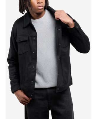 Men's Faux Suede Jacket With Faux Fur Collar