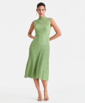 Women's Sleeveless Metallic Rib-Knit Sweater Dress