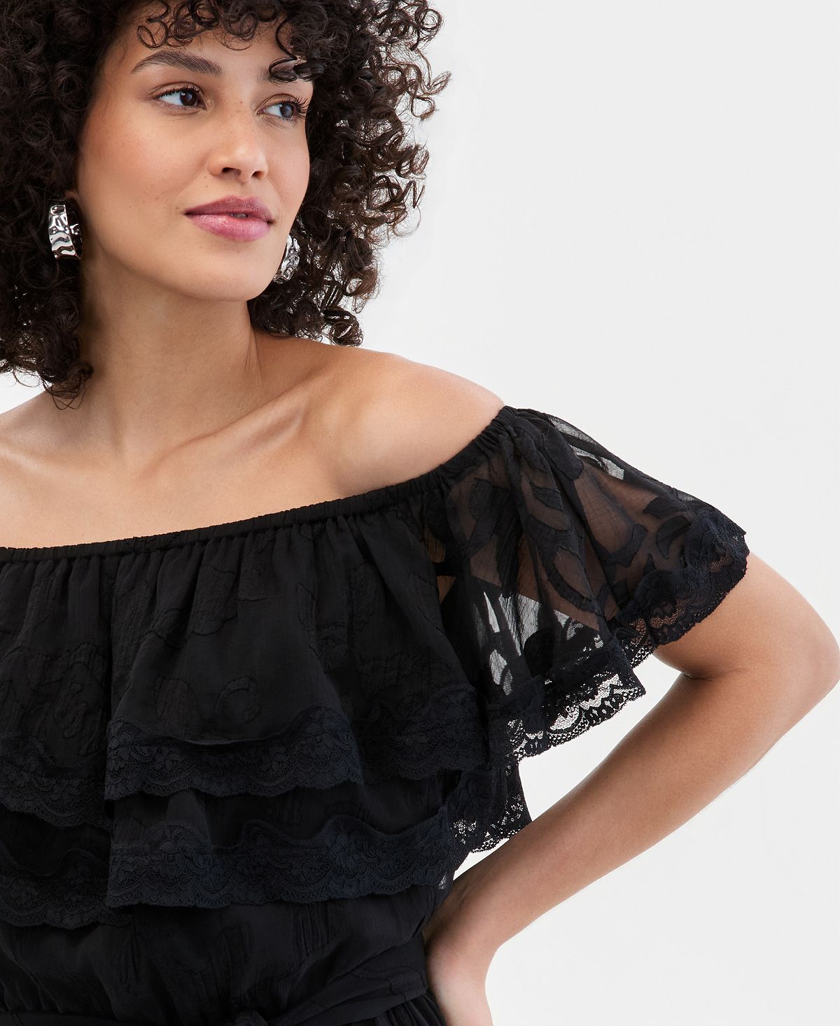 I.N.C. International Concepts Women's Off-The-Shoulder Lace Midi Dress, Macy's Exclusive view 4 — MAYCSS fashion products