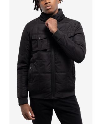 Men's Hooded Puffer Jacket With Patch Chest Pockets