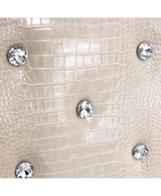 Set of 2 Retro Alligator Upholstered Dining Chairs with Crystal Buckle & Gold Legs