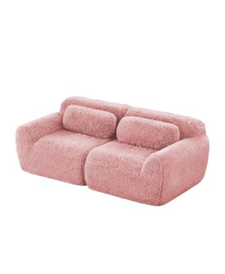 2-seater Modular Sectional Sofa, Plush Fabric, No Assembly, Ergonomic, With Pillows