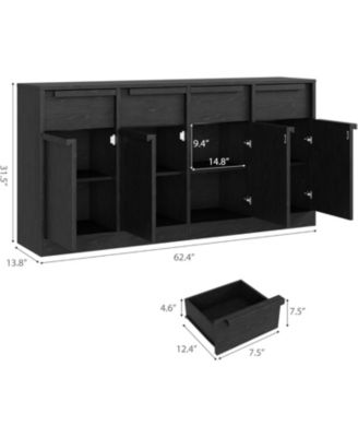 62.4" Sideboard Buffet Cabinet with 4 Drawers, Large Modern Coffee Bar Storage Cabinet
