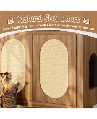 Espresso Hidden Cat Litter Box Enclosure with Storage