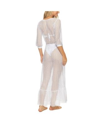 Women's Lattice Duster Maxi Tunic Cover-up