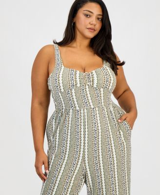 Trendy Plus Size Printed Sleeveless Jumpsuit
