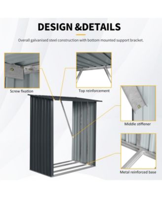 Mondawe 3ft x 5ft Outdoor Meta Firewood Rack ,Open Wood Shed  For Firewood