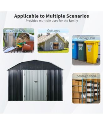 Mondawe 10 ft x 12 ft Steel Outdoor Storage Shed with Arch Roof with Lockable Doors