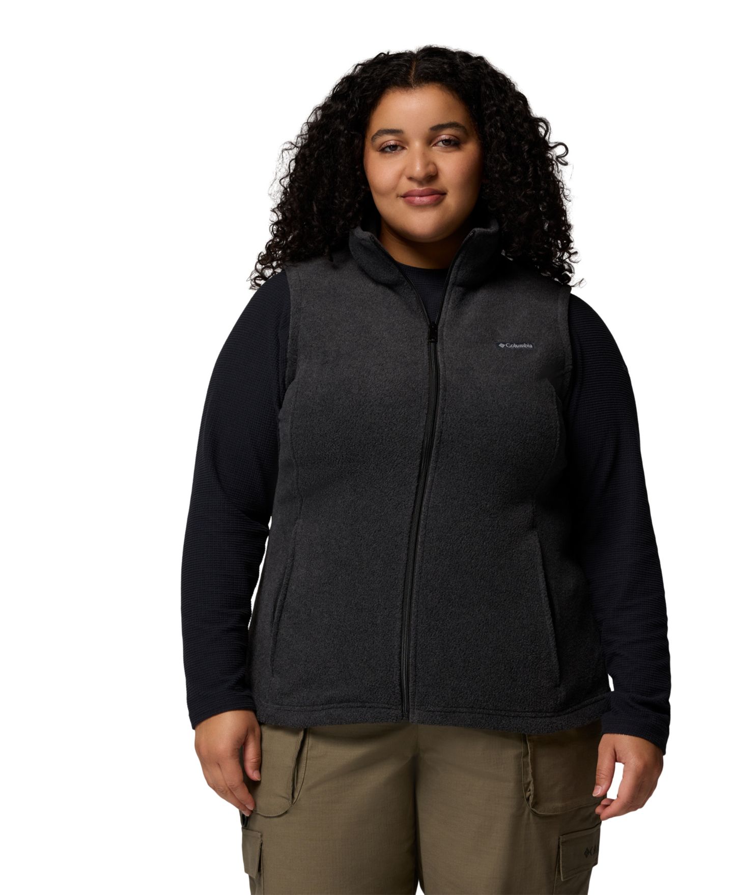 Женский жилет Columbia Plus Size Benton Springs Fleece Vest, цвет: Угольный меланжевый — фото 1