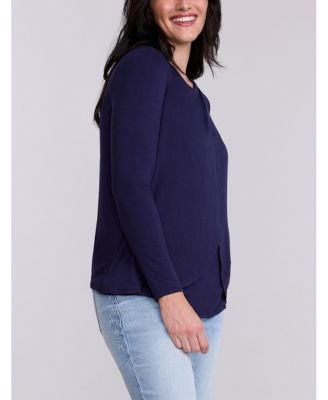 Maternity Motherhood Crewneck Long Sleeve Draped Nursing Tee