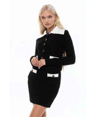 Women's Alina Fully Knit Cardigan with Contrast Collar