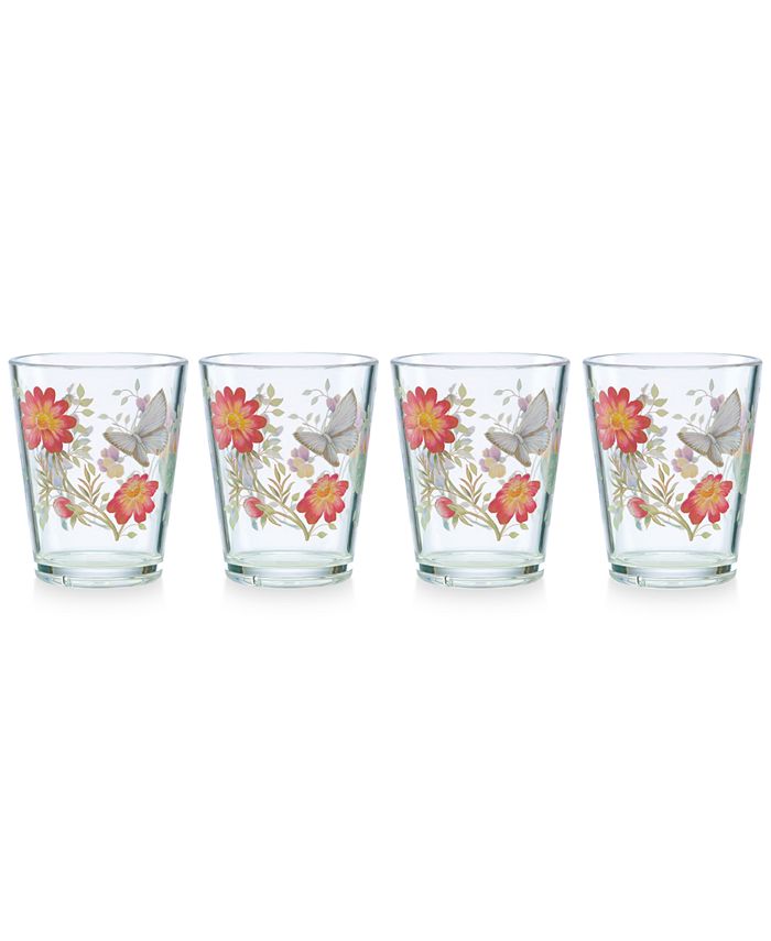 Set of 2 17 oz Meadow Butterfly Crystal Highball Glasses 