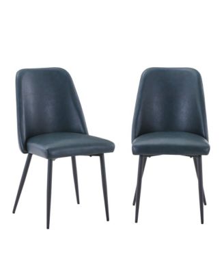 Maddox Mid-Century Modern Faux Leather Upholstered Dining Chair (Set of 2)