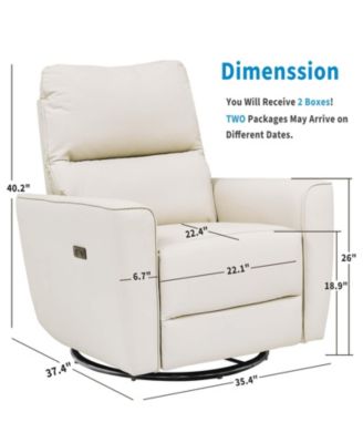 Power Recliner Chair Swivel Rocking Glider PU Leather Upholstered Glider Recliner Nursery Chair