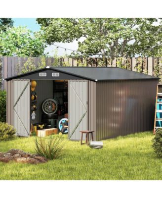 10 x 14 FT Outdoor Storage Shed with Improved Windproof Metal Structure 4 Vents