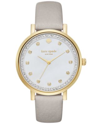 kate spade new york - Women's Monterey Clocktower Gray Leather Strap Watch 38mm KSW1131