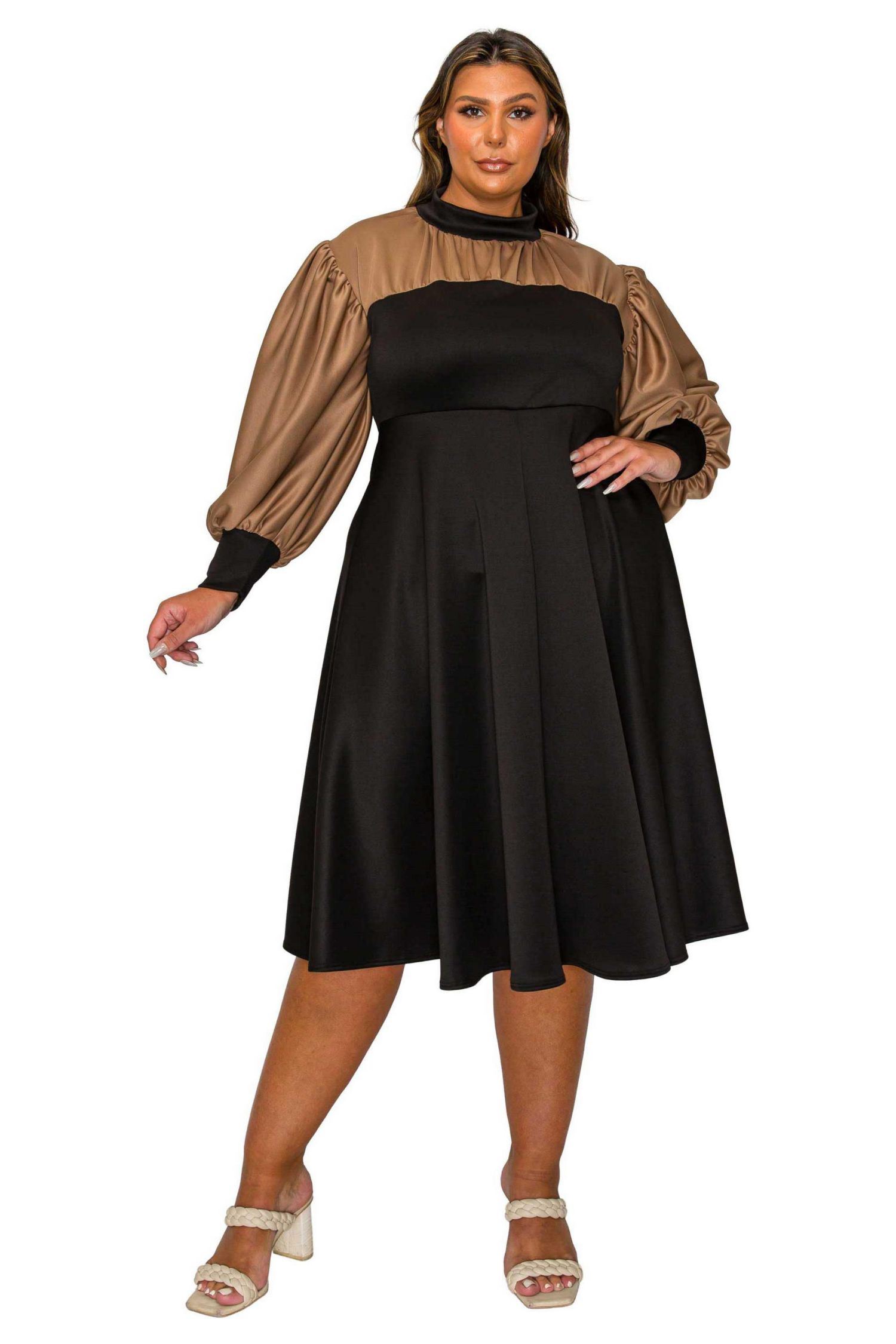 Women's Plus Size Calissa Colorblock Midi Dress