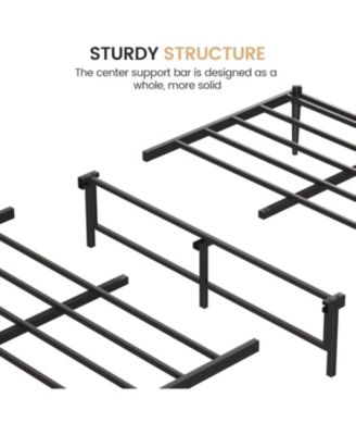 Bed Frame with Wooden Headboard and Footboard Metal Full Size Bed Frame No Box Spring Needed Easy to Assemble Noise Free Walnut - Queen