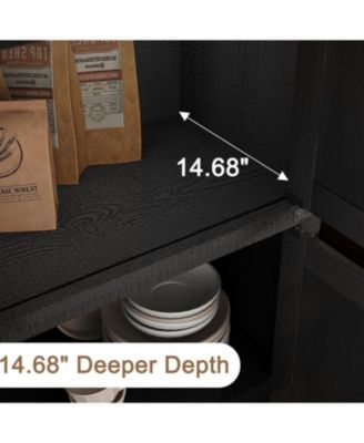 Arched 71.6" Tall Kitchen Pantry Cabinet, Farmhouse Storage Cabinet with Doors, Black