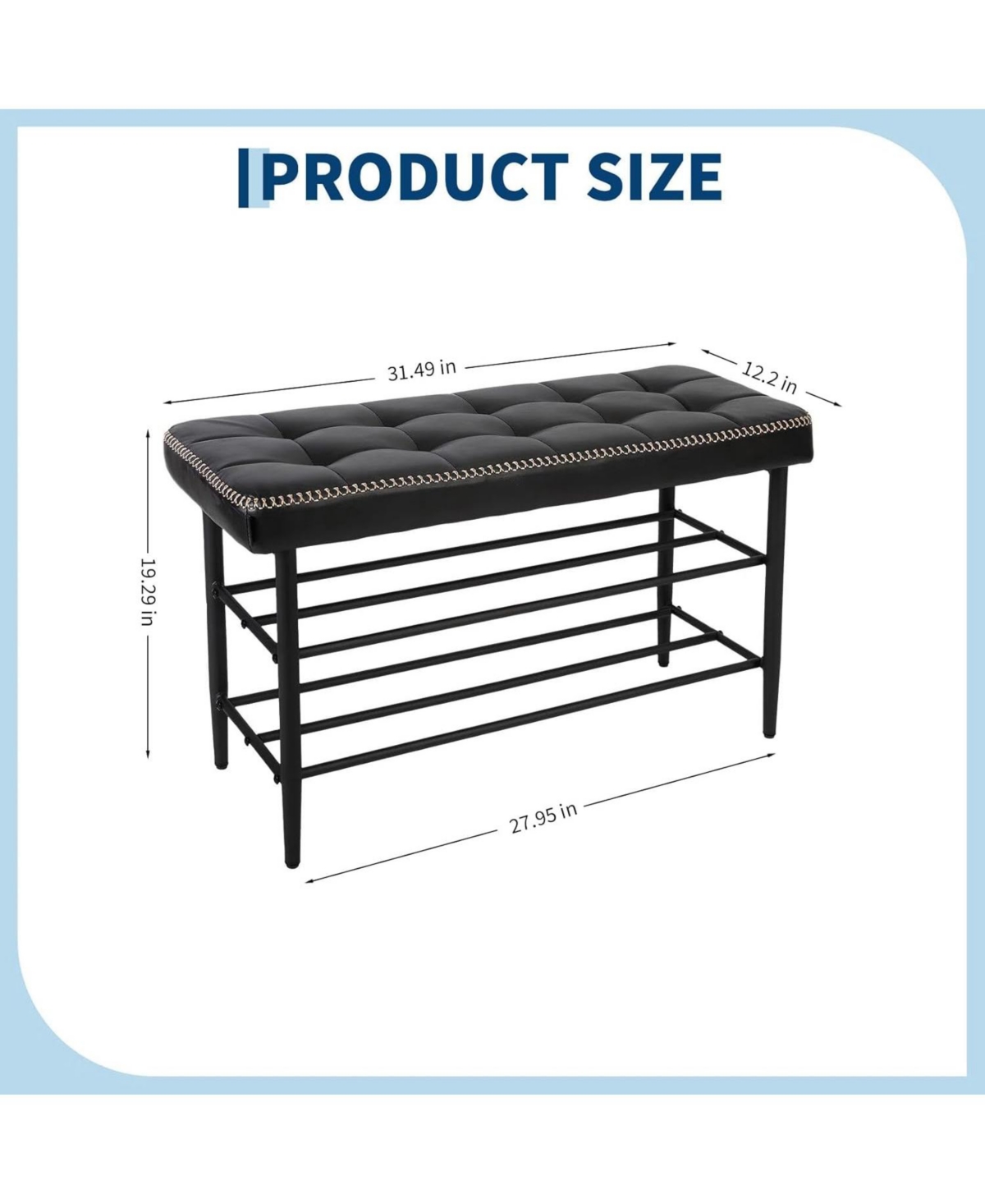 gaomon Shoe Rack Bench, Mid-Century Modern Storage Bench for Entryway, Crafted in Waxy Leather with Stitching Detail, 300Lb Load Capacity