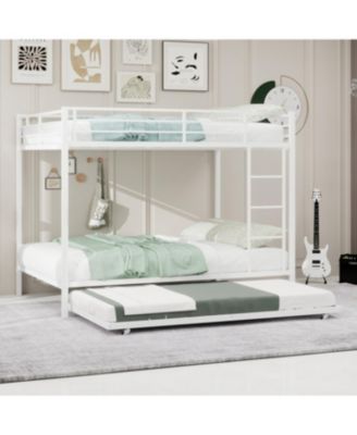Durable Square Tube Iron Bunk Bed with Safety Rails