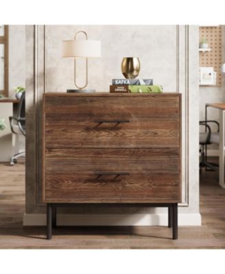 31.5" Solid Wood Vertical File Cabinet with 2 Drawers, Farmhouse Tall Filing Cabinet for Home Office, Adjustable Removable Hanging Bars