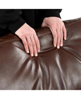 Streamdale Mirod Mid-Century Modern PU Leather 3-Seat Sofa with Solid Wood Legs