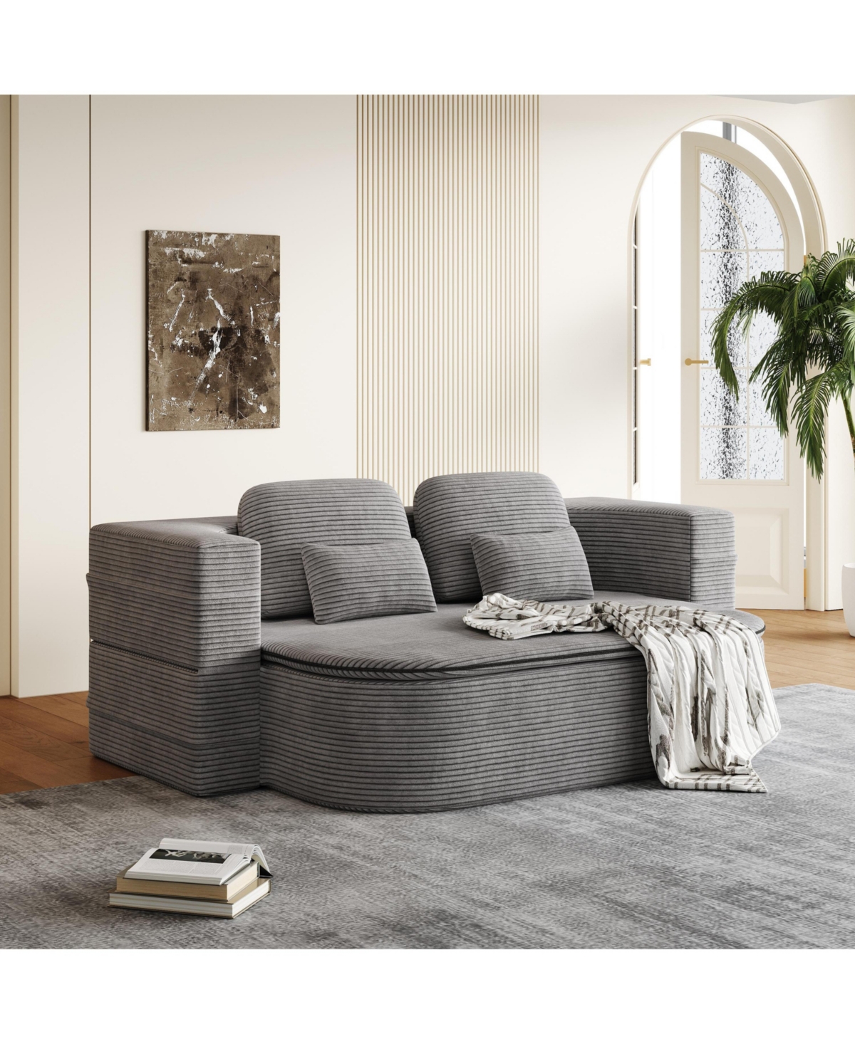 Streamdale Furniture 75" Foldable Sofa Bed with Blanket