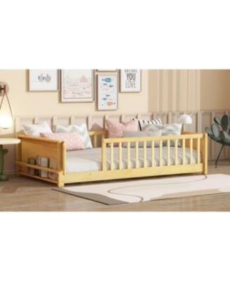 Twin Size Floor Bed with Book Rack and Door