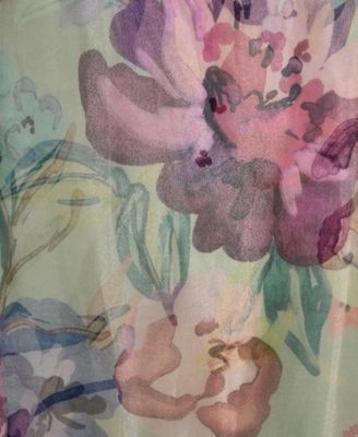 Women's Printed Overlay Mock Neck Midi Dress