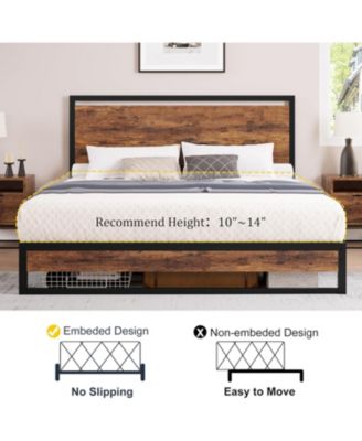 Bed Frame with Wood Headboard and Footboard, with Under Bed Storage, No Box Spring Needed, Easy Assembly