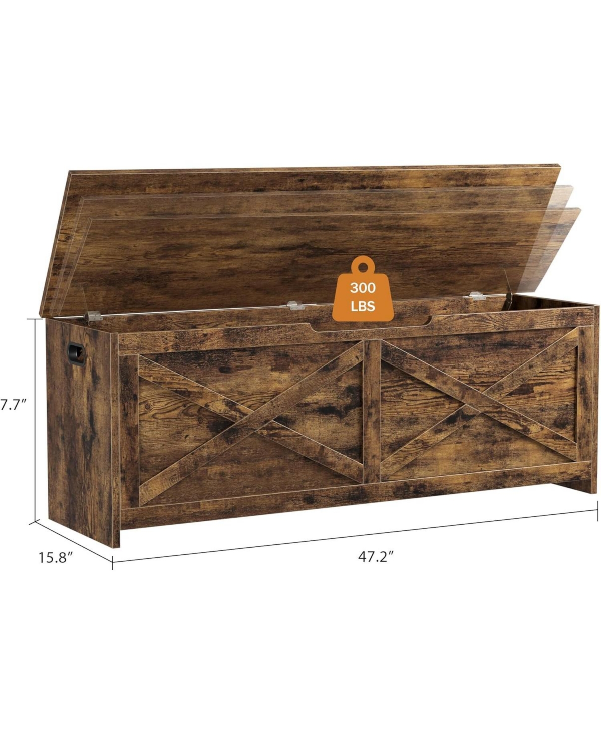gaomon Farmhouse Wooden Storage Chest, Safety Hinge Storage Bench for Entryway & Living Room
