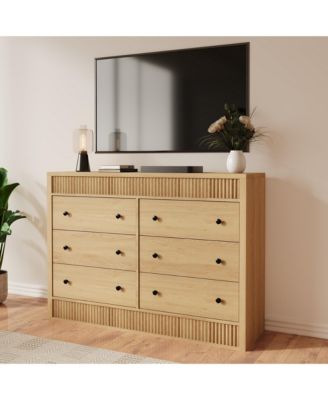 6-Drawer Dresser for Bedroom, 47" Wide Wooden Chest of Drawers