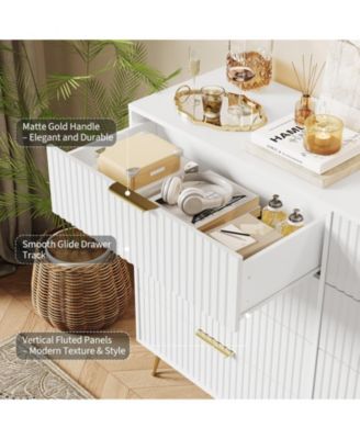 Fluted 8-Drawer Dresser for Bedroom, 55" Wide Modern Wooden Chest of Drawers