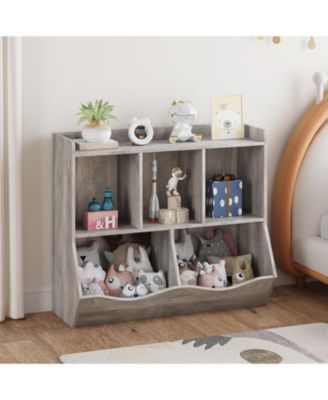 Kids Bookshelf and Toy Storage Bookcase, Multi-Shelf Cubby Organizer for Playroom and Classroom