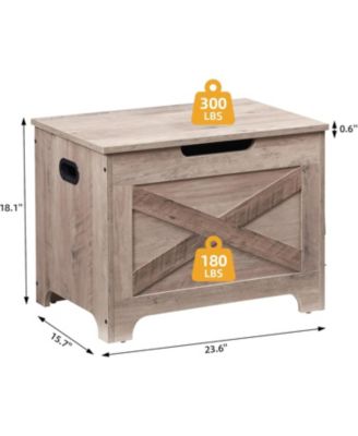 23.6" Wooden Storage Chest Entryway Bench, Toy Organizer Trunk with Safety Hinges for Bedroom and Living Room, Grey