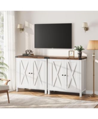 Farmhouse Sideboard Buffet Cabinet with 2 Doors and Adjustable Shelves, Small Accent Storage Cabinet