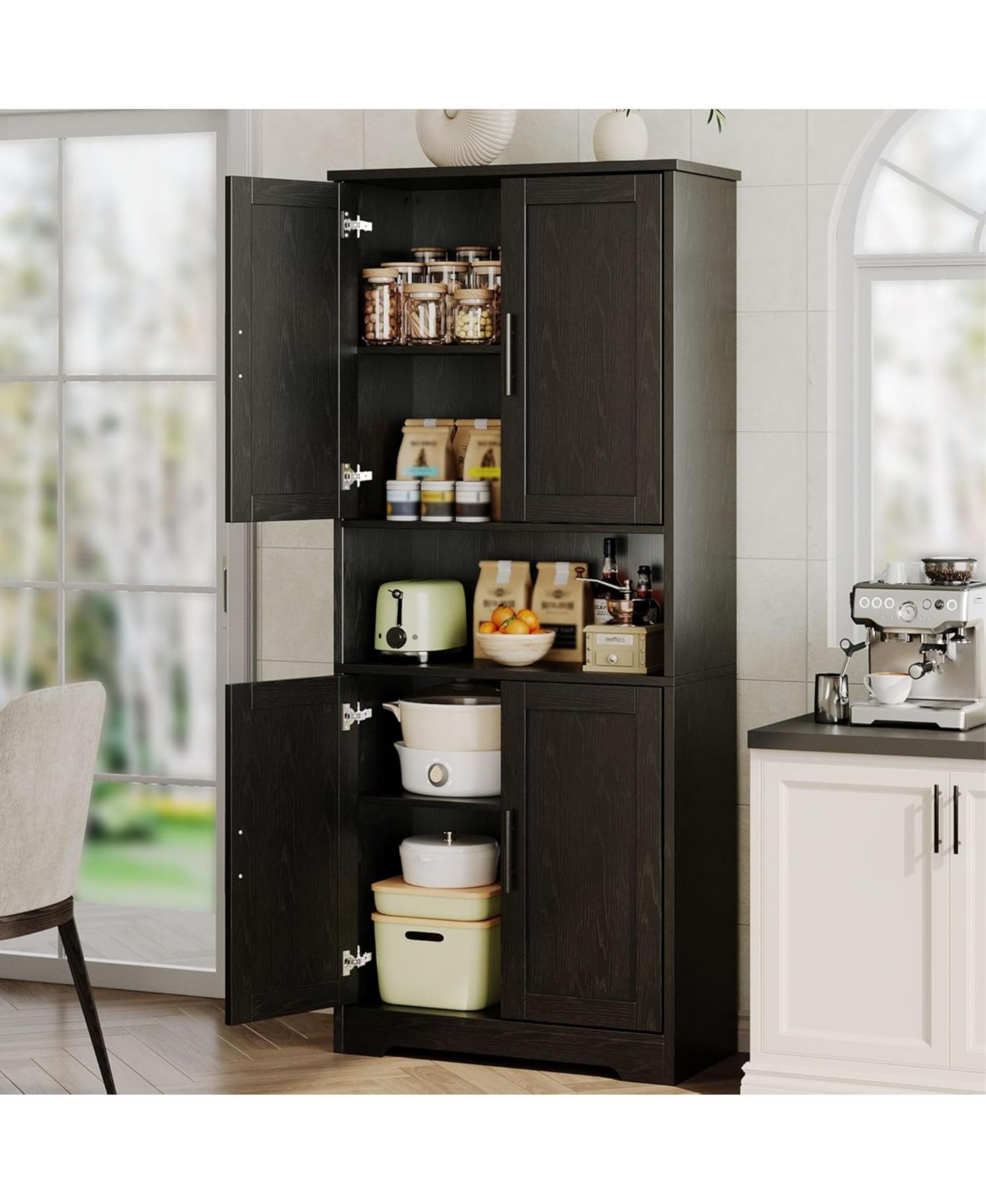 Gaomon 70" Tall Kitchen Pantry Cabinet with Doors and Adjustable Shelves, Freestanding Storage Cabinet, Black