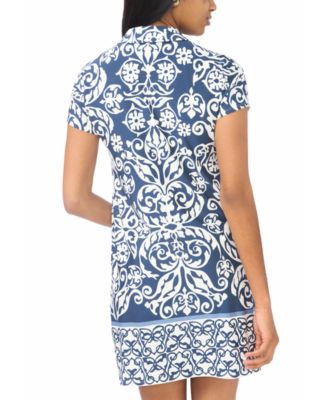 Women's Cap-Sleeve O-Zip Swing Dress