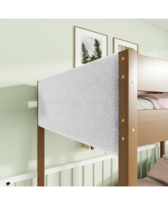 Upholstered Twin-over-Twin Bunk Bed with Ladder and Safety Rails