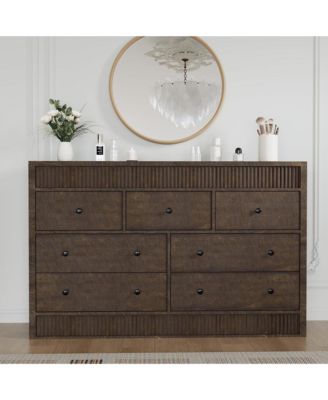7-Drawer Dresser for Bedroom, 54" Wide Wooden Chest of Drawers
