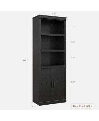 Farmhouse Bookcase with Doors, 5-Tier 70" Tall Bookshelf with Storage Cabinet for Living Room