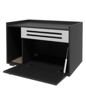 Modern Litter Box Enclosure Cabinet, Concealed Litter Box with Vent Door and Side Storage Drawer