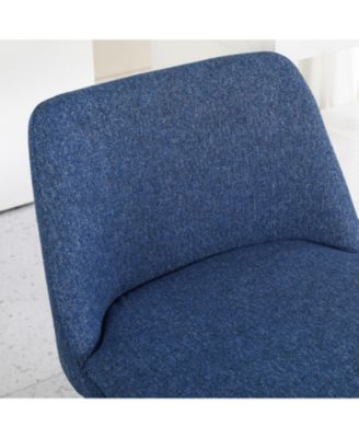 Blue Linen Counter Height Swivel Barstools (Set of 2), Upholstered with Metal Legs