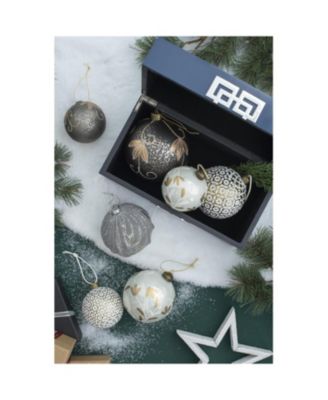 4.7" Glass Christmas Ball Ornaments Decorative Hanging Tree Ornaments Set of 4